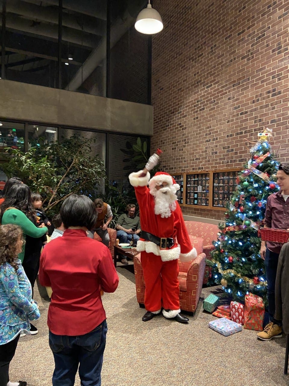 Santa Claus visits Olin Hall