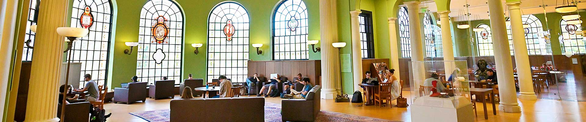 Students study in The Hutzler Reading Room in Gilman Hall.