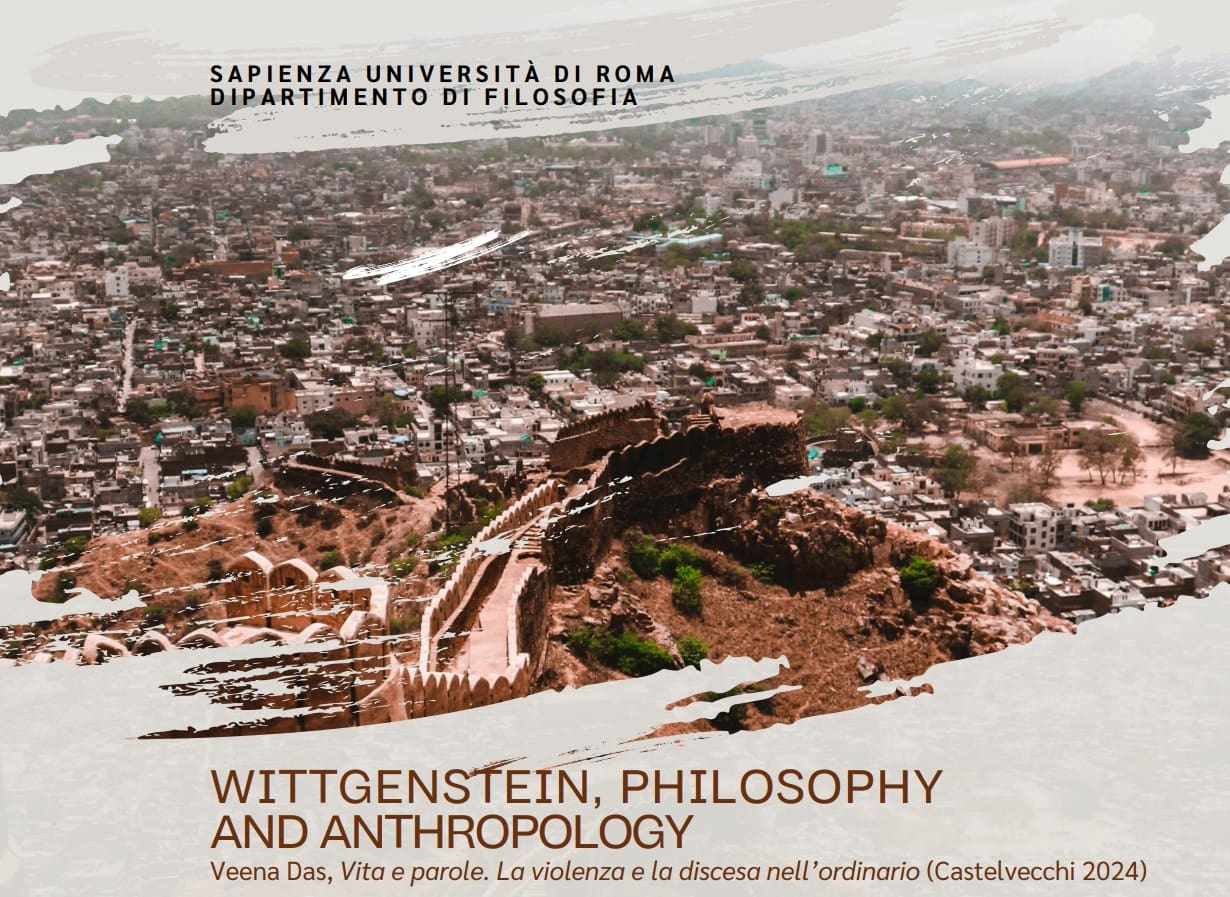 This is an image advertising an event in honor of professor Veena Das. It depicts the cityscape of Rome.