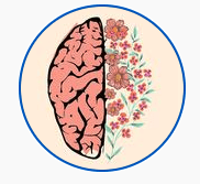 This shows an illustration of a brain with flowers