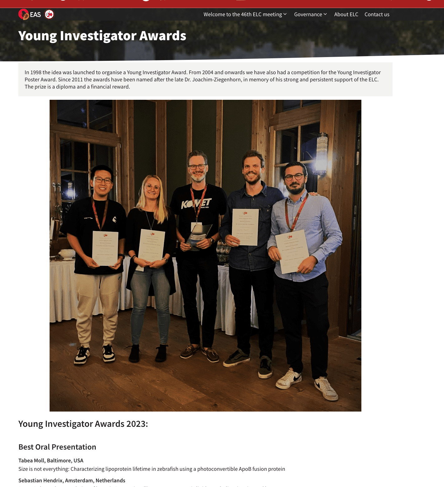 Tabea Moll received the Young Investigator Award for Best Oral Presentation