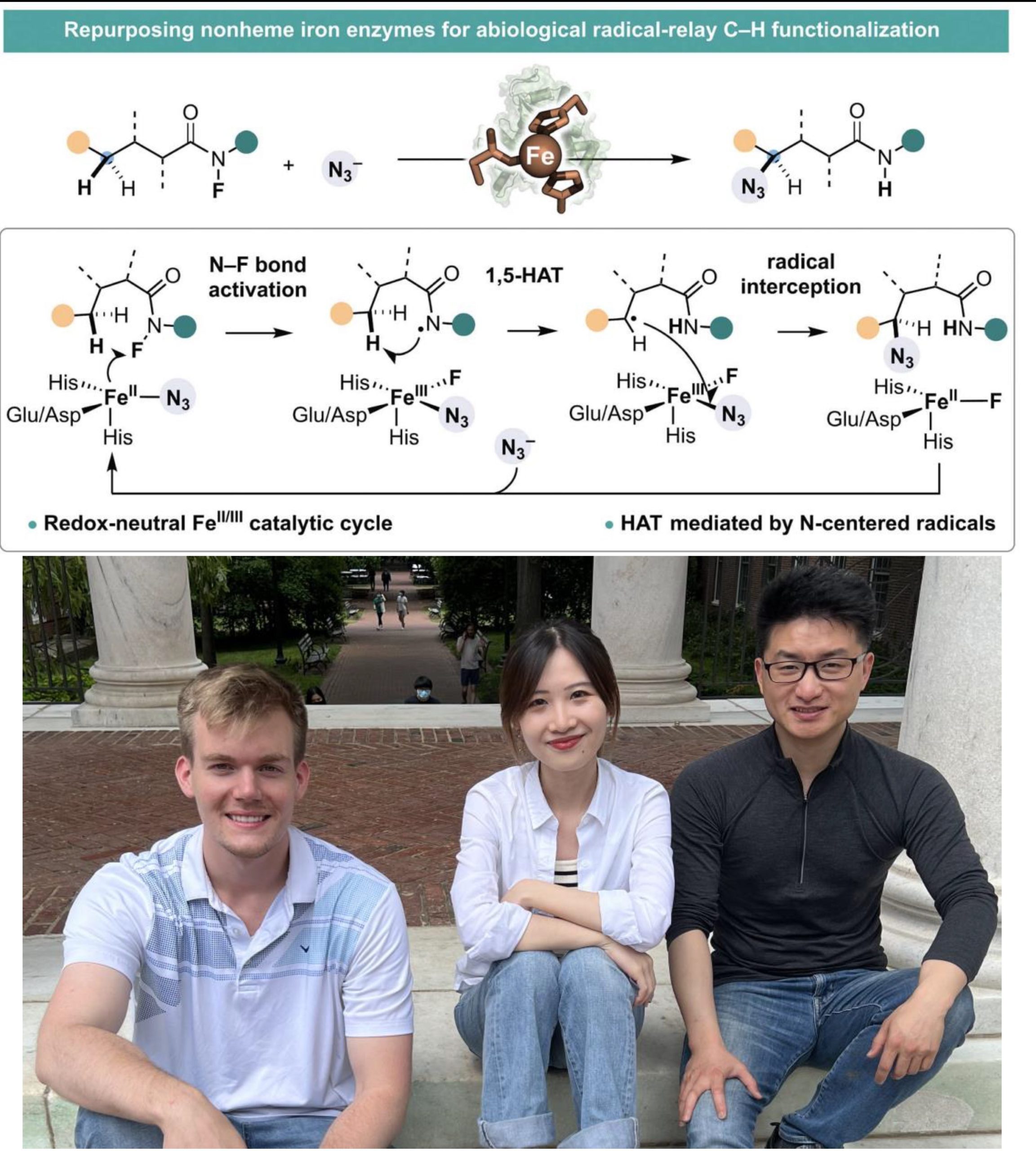 Jinyan Rui, Qun Zhao, and Anthony Huls published in Science on engineering nonheme iron enzymes for new-to-nature chemistry
