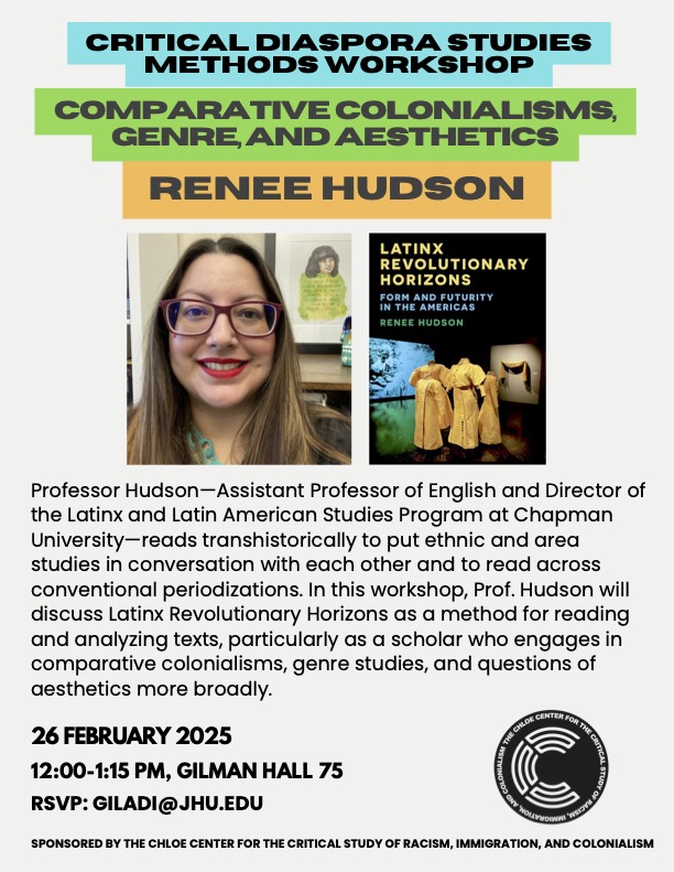 Flyer for Renee Hudson Workshop with photo of speaker and book cover, along with text reproduced on this page.