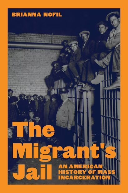 Cover of The Migrant's Jail, orange border and letters