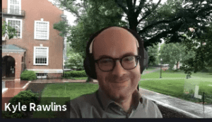 Screenshot of Prof. Kyle Rawlins during virtual commencement reception