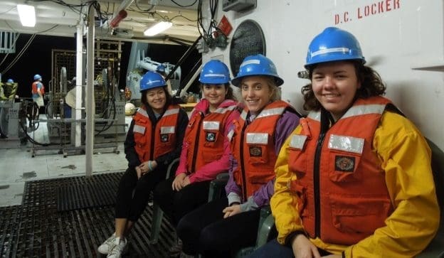 Students onboard research vessel