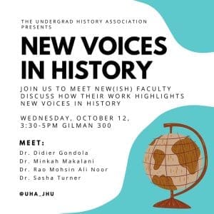 October 12: UHA presents “New Voices in History”