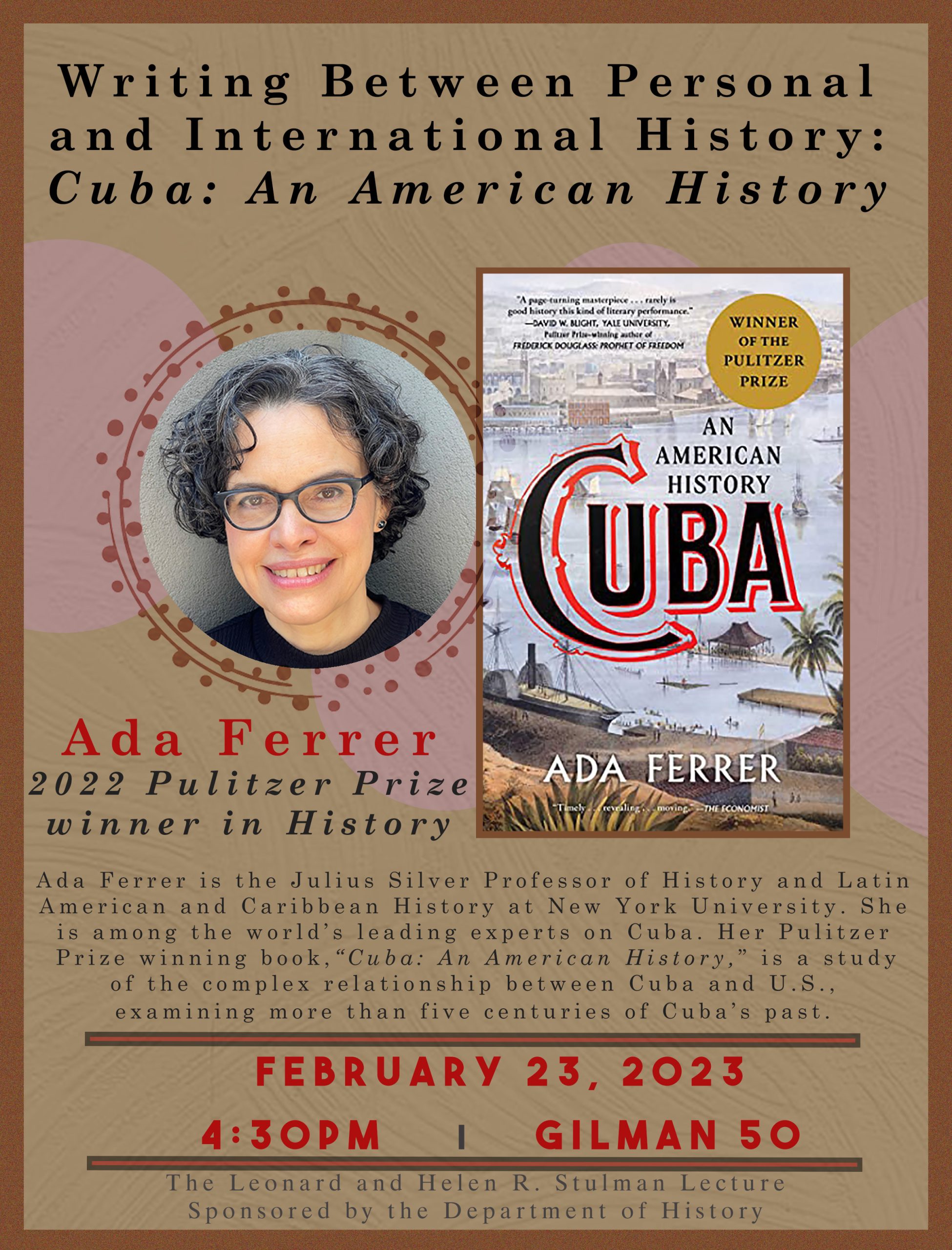 February 23: Stulman Lecture with 2022 Pulitzer Prize winner in History Ada Ferrer