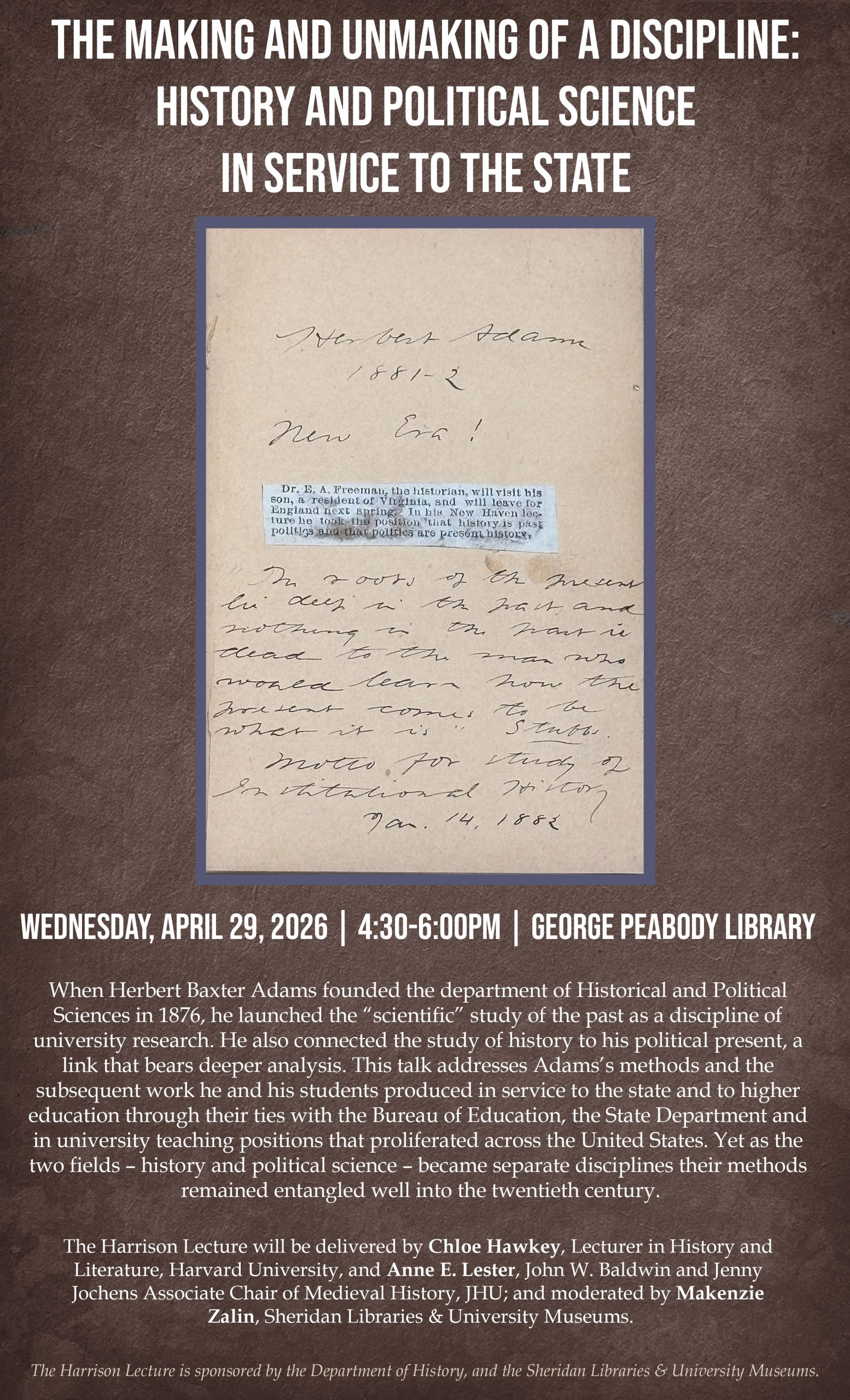 2026 Harrison Lecture flyer