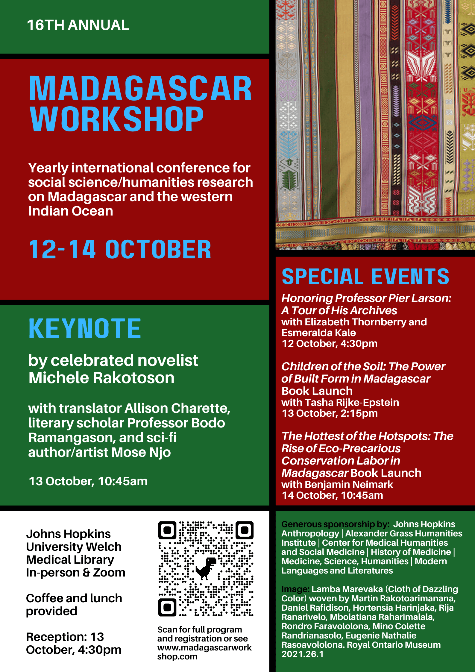 Madagascar Workshop flyer for October 12–14, 2023.