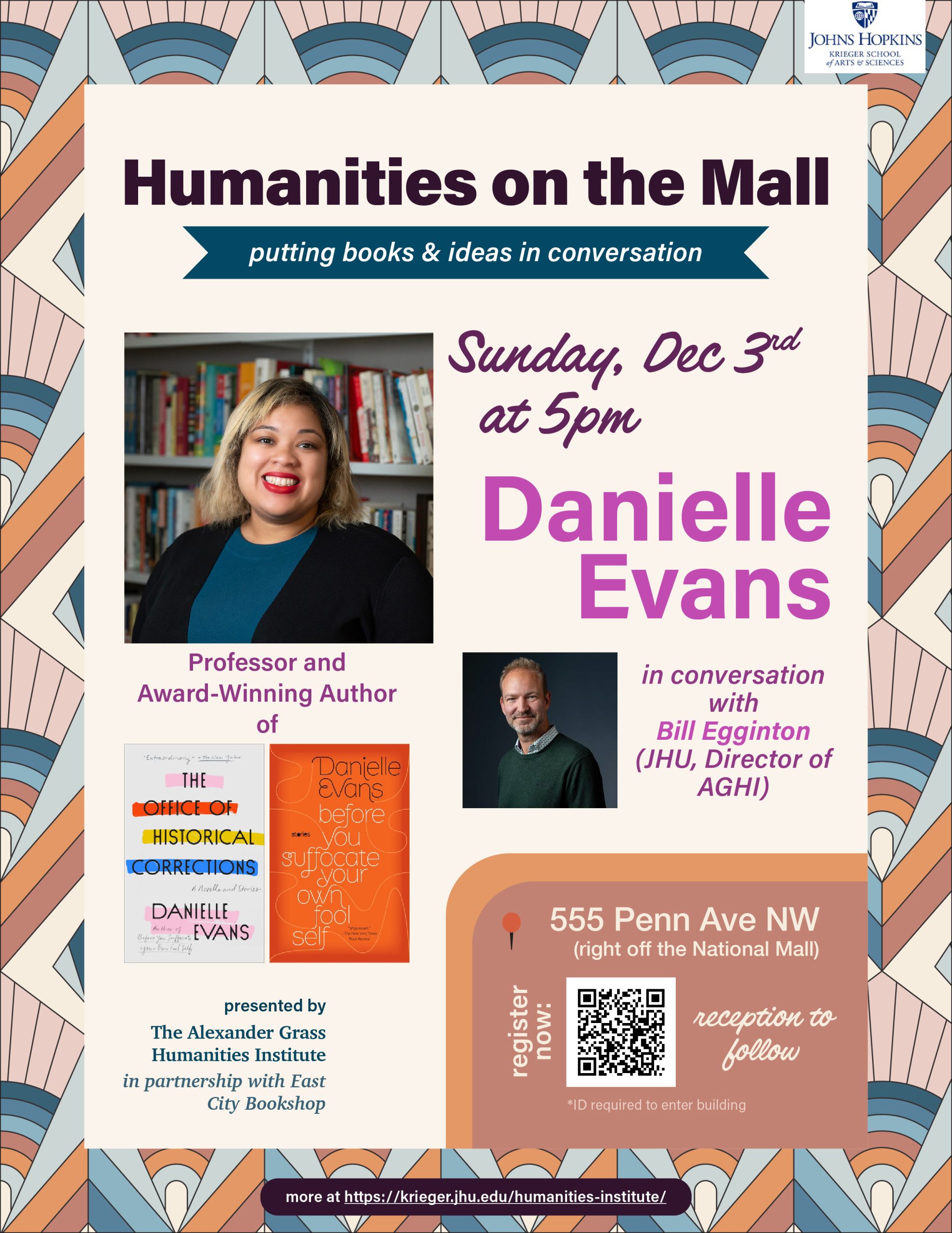 Humanities on the Mall featuring Danielle Evans on December 3rd.