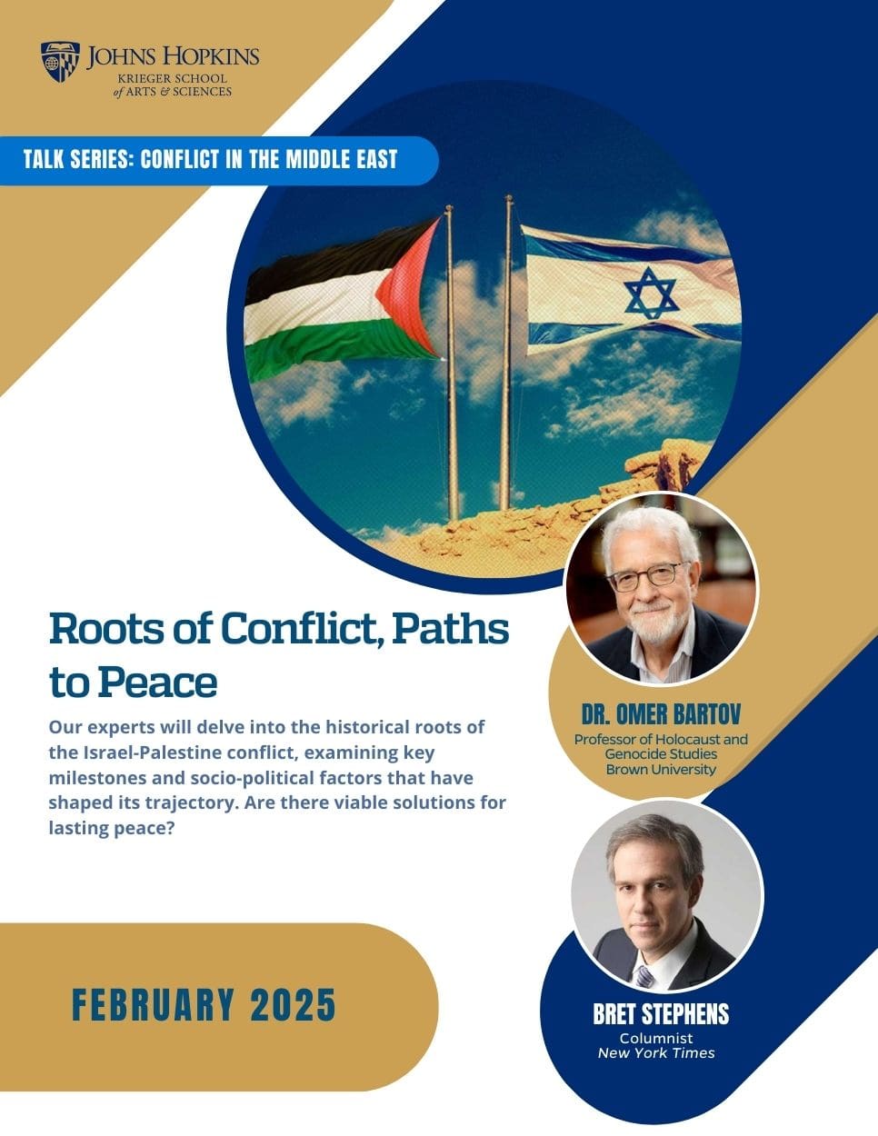 event poster with pictures of omer bartov and bret stephens