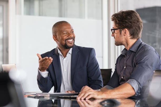 Two people talking - stock photo