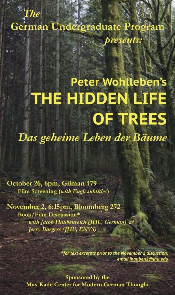 Poster for screening of "The Hidden Life of Trees"
