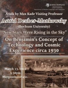 Astrid Deuber-Mankowsky delivers lecture on Benjamin’s concept of cosmic experience and philosophy of technology