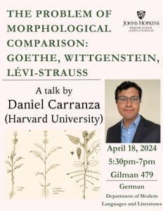 Daniel Carranza delivers lecture “The Problem of Morphological Comparison: Goethe, Wittgenstein, Lévi-Strauss”