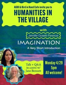 Prof. Gosetti-Ferencei discusses new book “Imagination: A Very Short Introduction” at Humanities in the Village