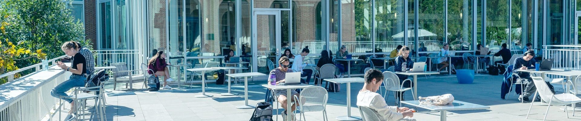 students studying outside on Brody Learning Commons terrace