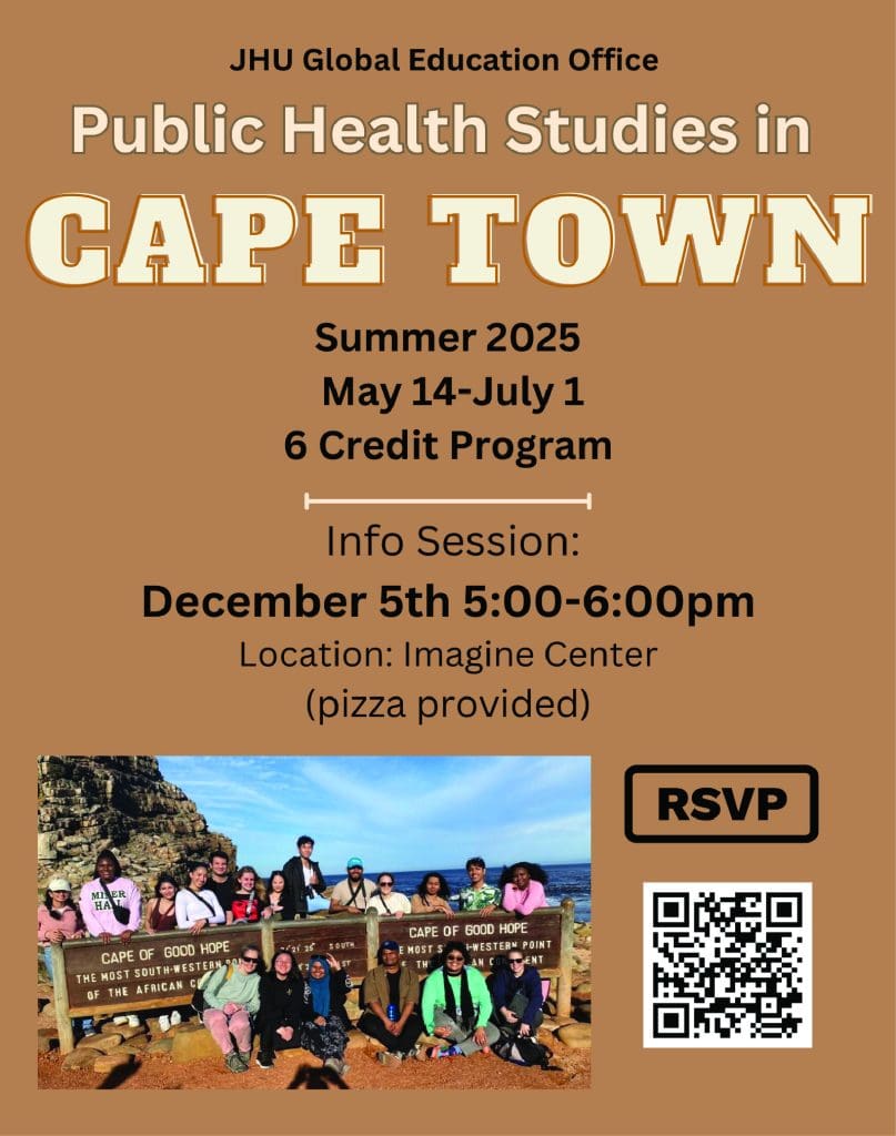 Public Health Studies in Cape Town Information Session on December 5th 5-6pm Flyer