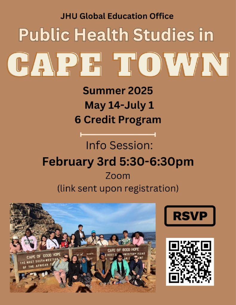 Public Health Studies in Cape Town Information Session on February 3 5:30-6:30pm Flyer