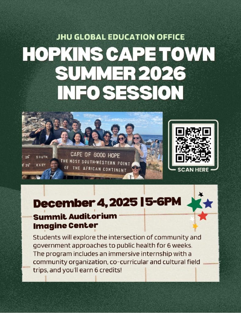 Hopkins Summer 2026 Cape Town Program Info Session Flyer