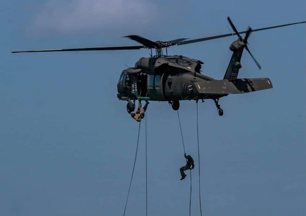 Air Assault training.  Learn how to repel out of helicopters.  
