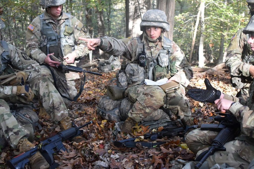 Cadets planning their next mission during field training.