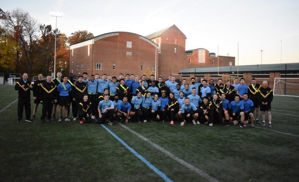 The Johns Hopkins Army ROTC battalion after conducting physical training.