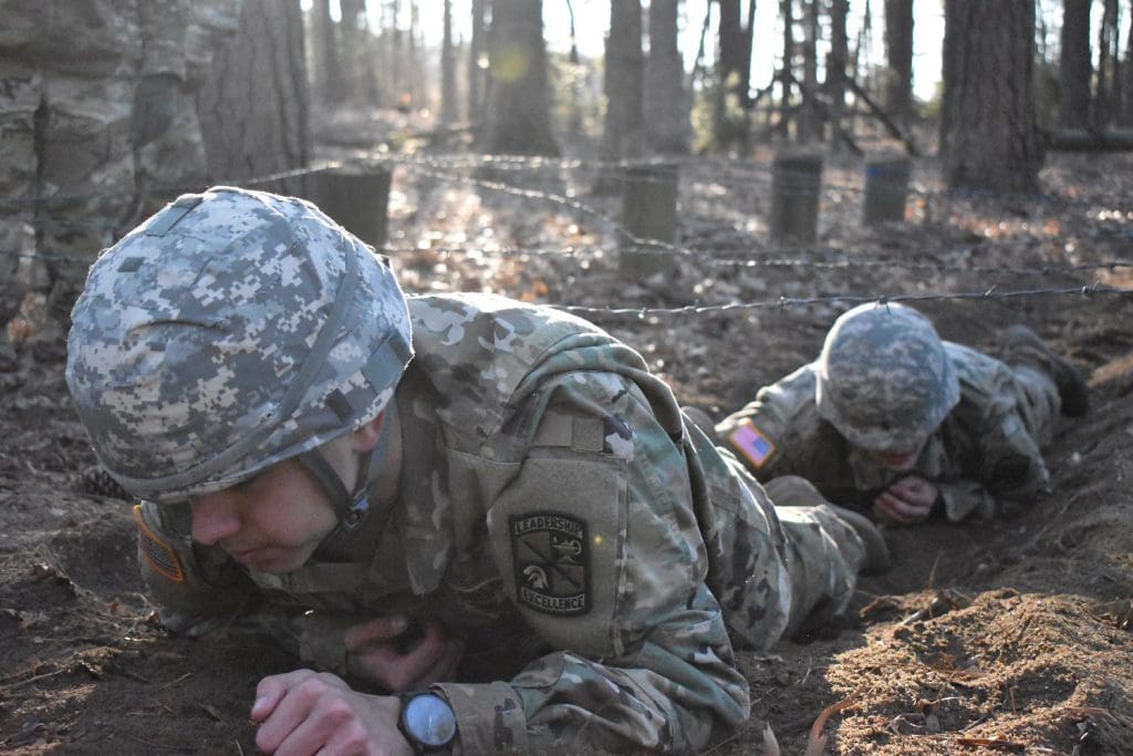 cadets crawling in the woods