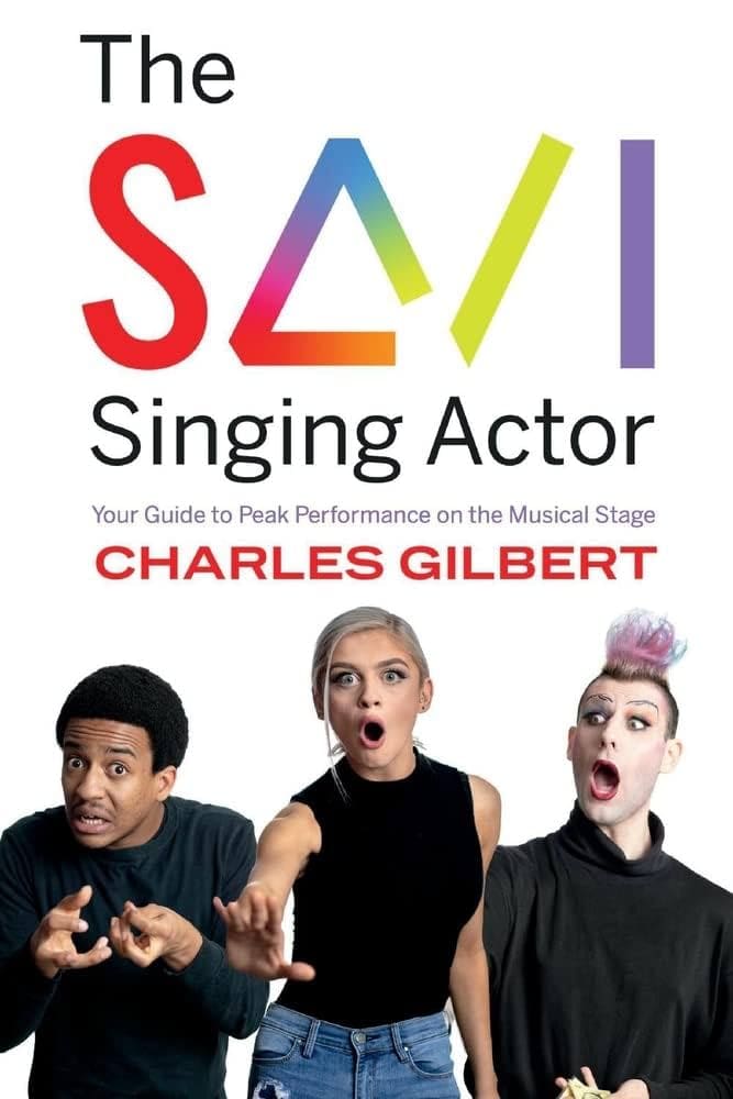 Thre actors singing, with title of book SAVI singing actor.