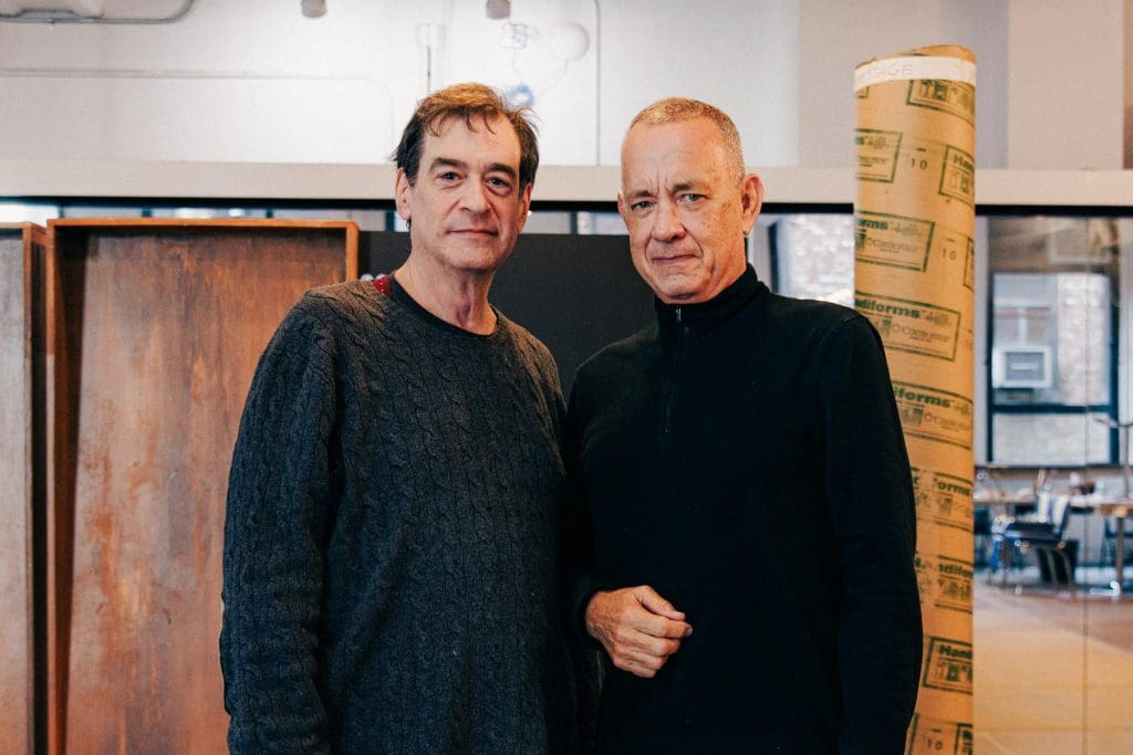 James Glossman and Tom Hanks in rehearsal