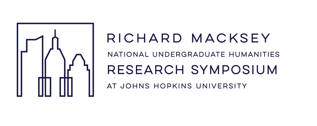 Logo for the Macksey Symposium, including Baltimore skyline and the text Richard Macksey National Undergraduate Humanities Research Symposium at Johns Hopkins University