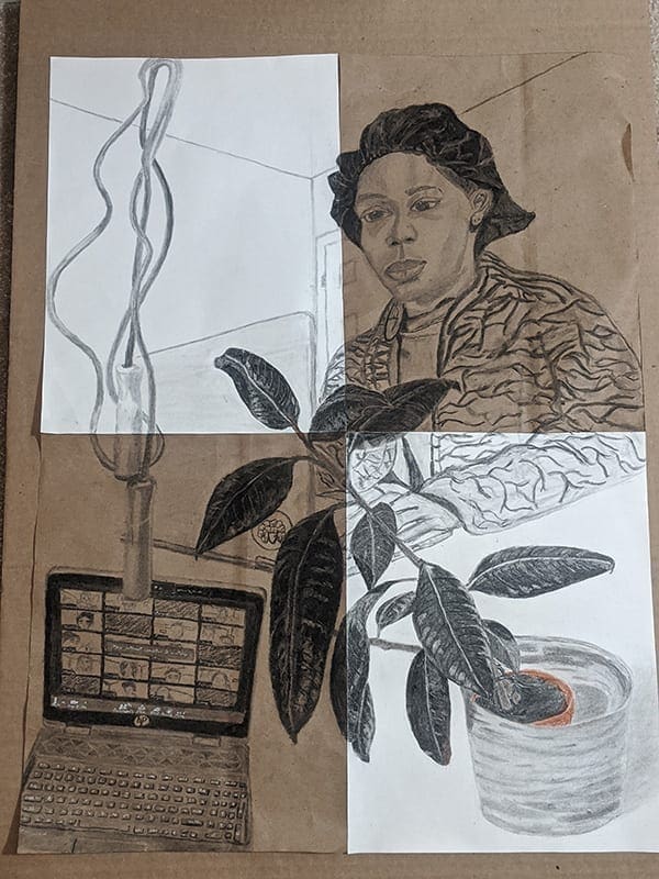 collage drawing of woman and plants