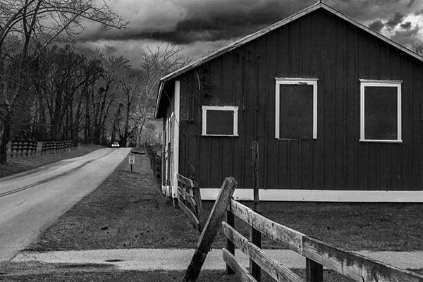 black and white farmhouse