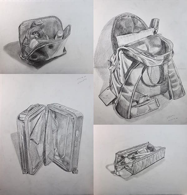 four still life drawings