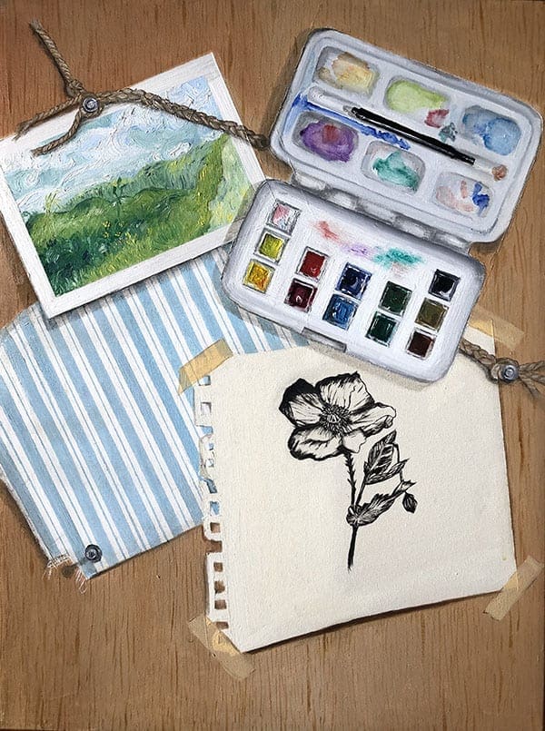 painting of watercolors and drawings