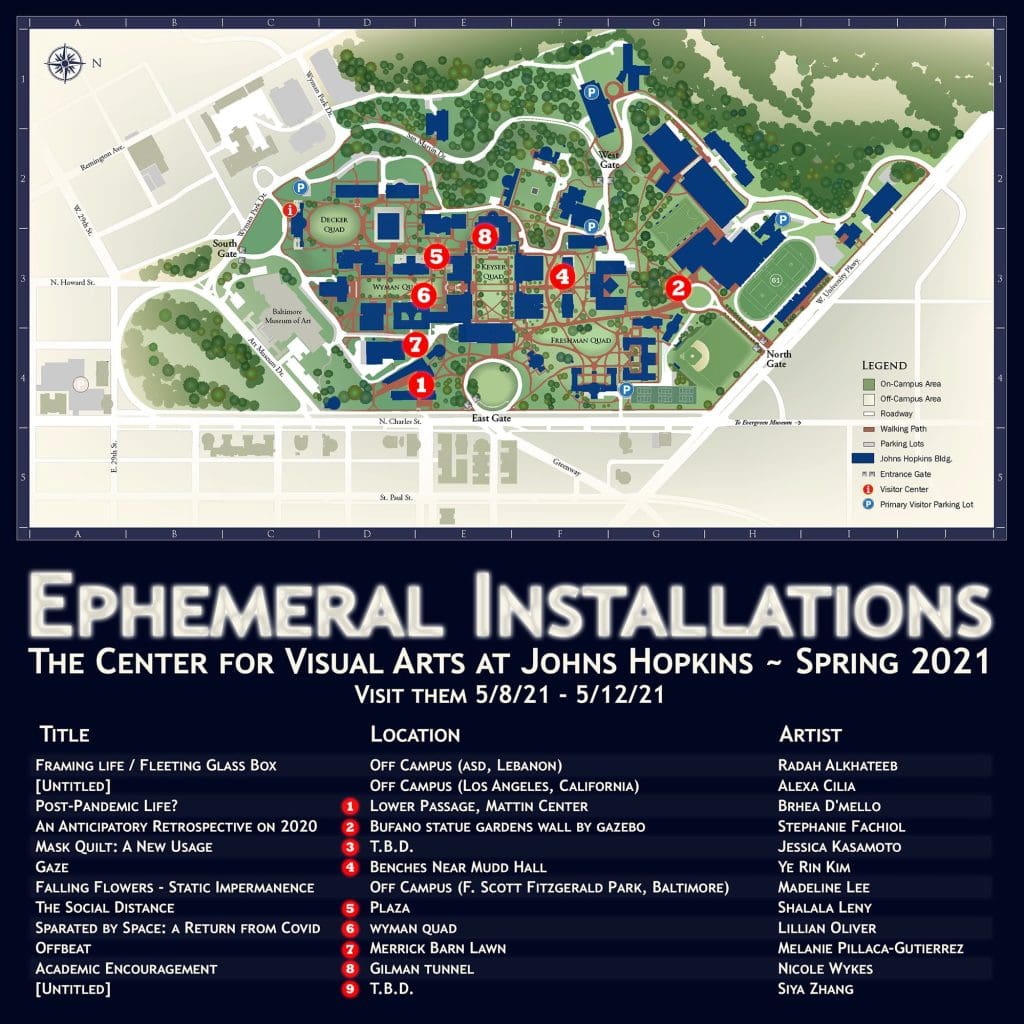 map showing art at the Martin center, gazebo, and more.