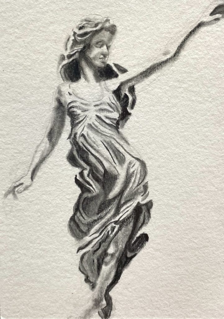 drawing of a girl in a dress