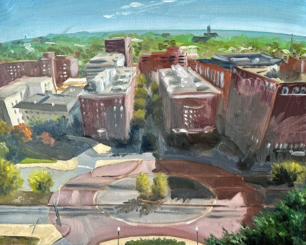 Ariel painting of JHU apartment 