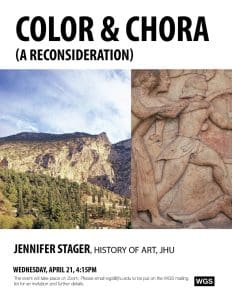 Jennifer Stager – ‘Color & Chora: (a reconsideration)’ – April 21, 4:15pm