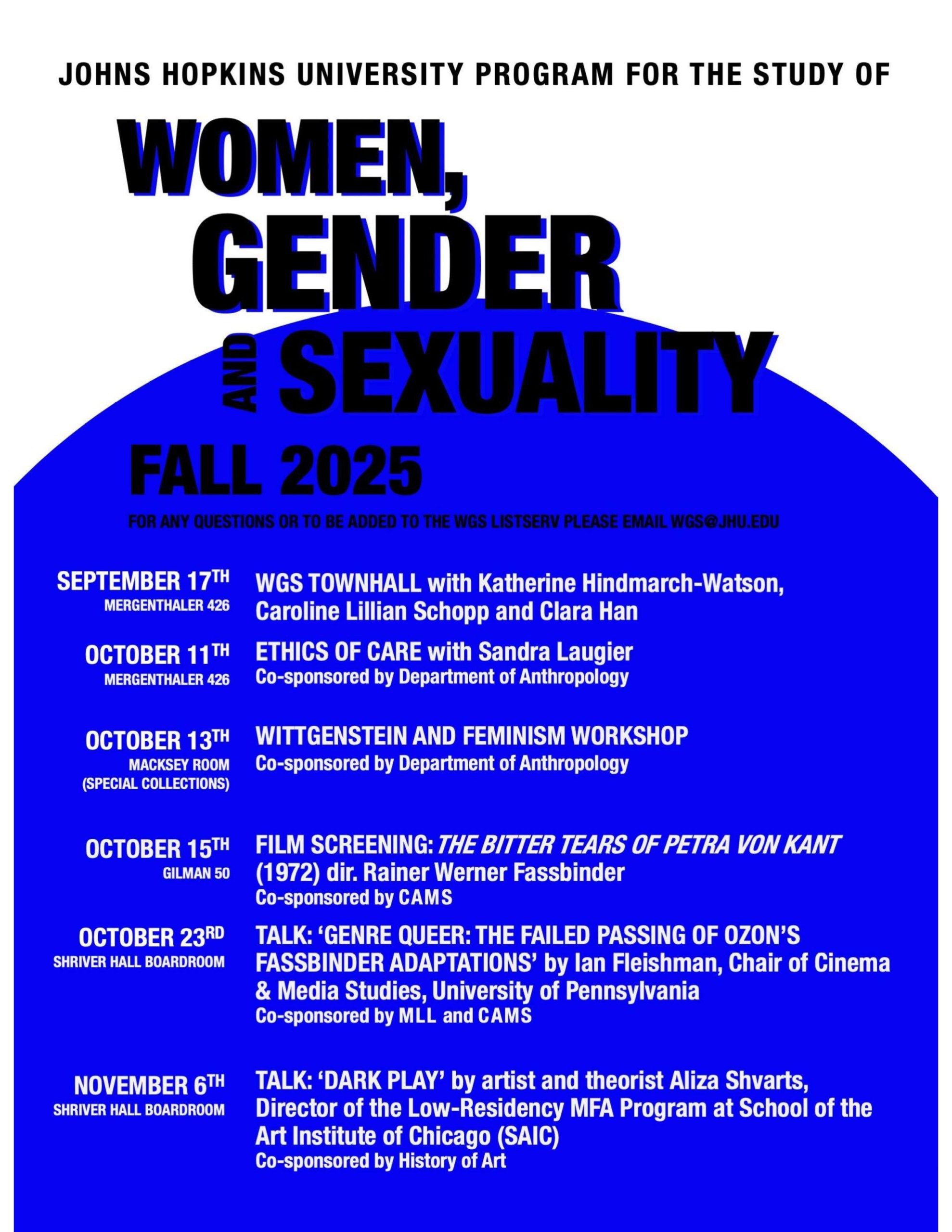 WGS Fall 2025 Event Schedule