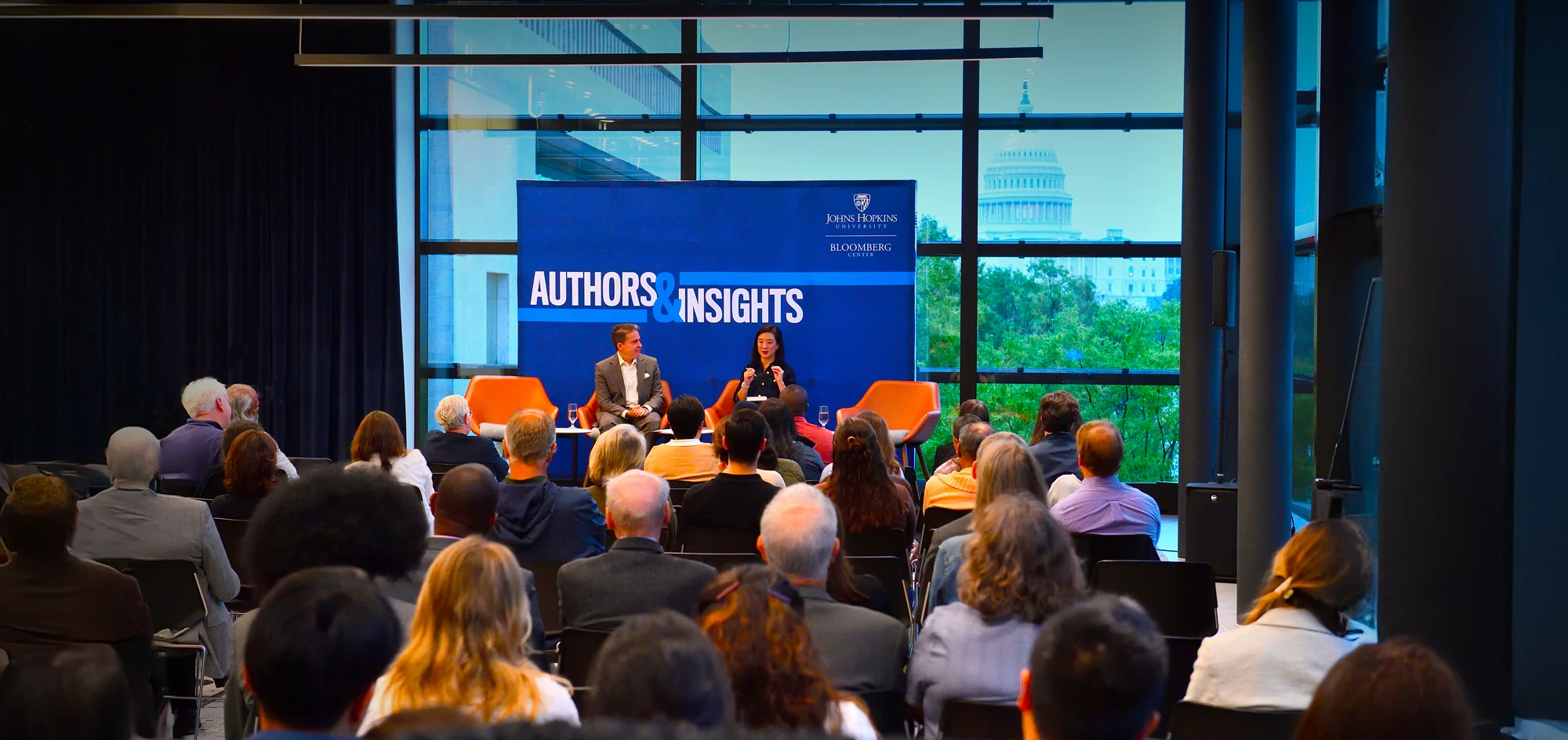 Audience listens to Hahrie Han at "Authors & Insights" at Hopkins-Bloomberg Center, Washington, D.C.