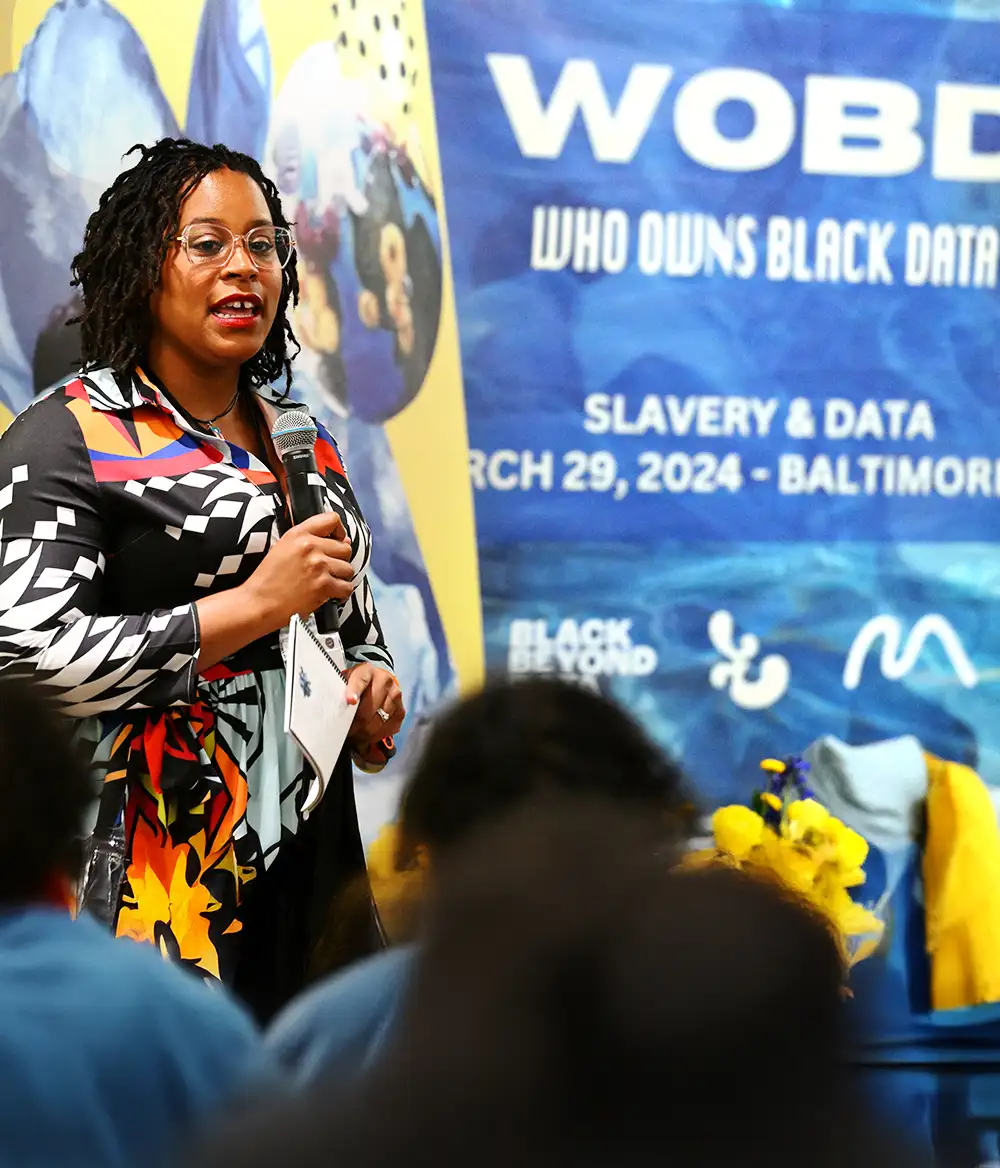 History professor Jessica Marie Johnson speaks at "Who Owns Black Data" conference in 202