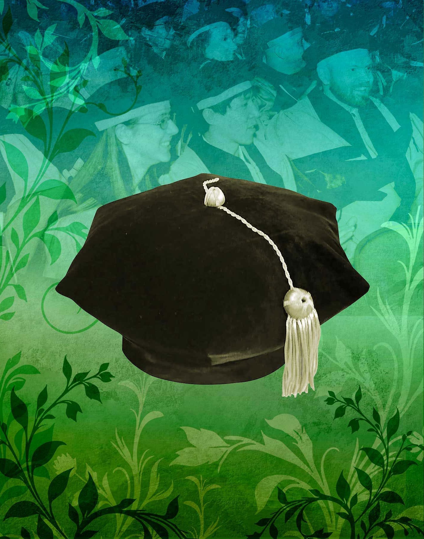 Graduation photo and graduation cap collage